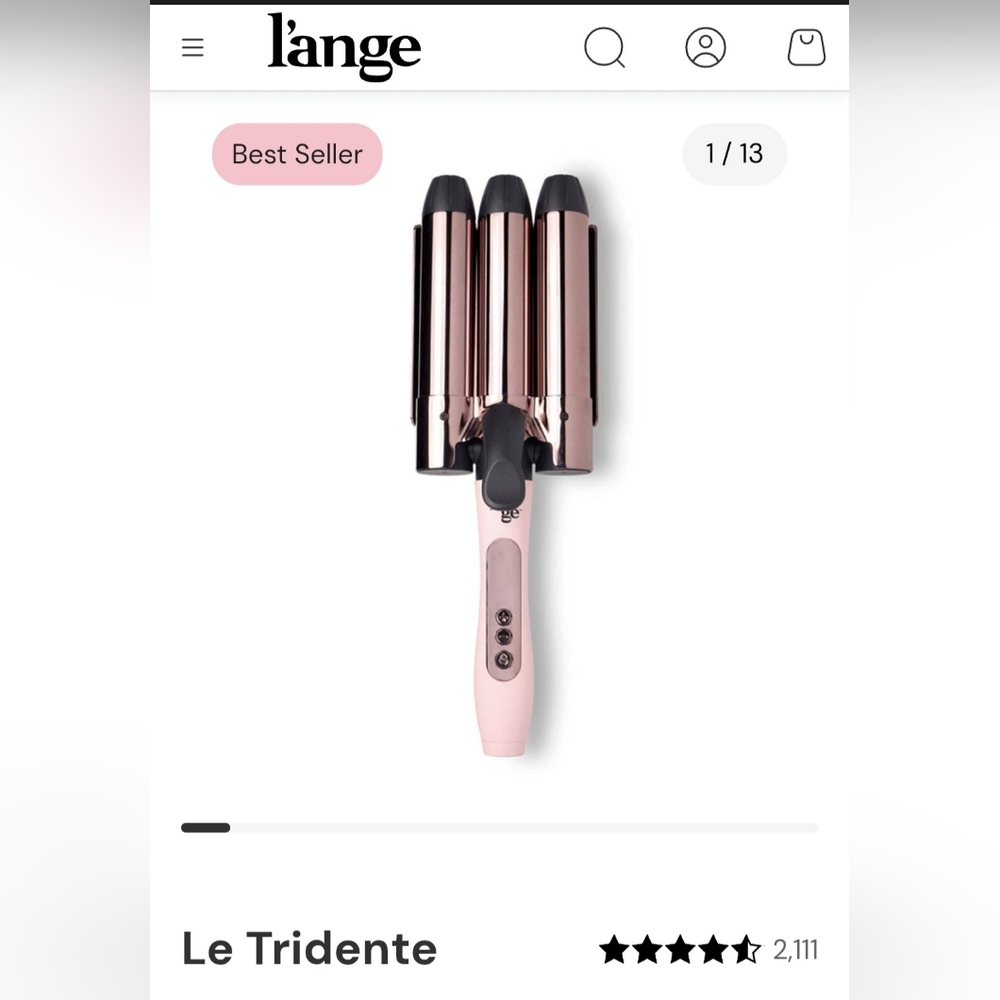 L'ange Le Tridente 3-Barrel Curling Iron in Rose Gold and Pink